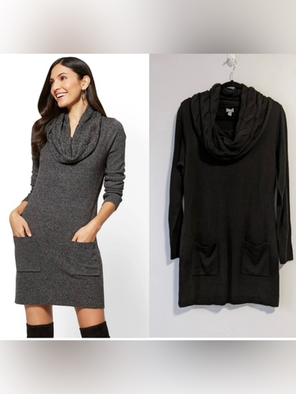 AGB cowl neck ribbed sweater dress
